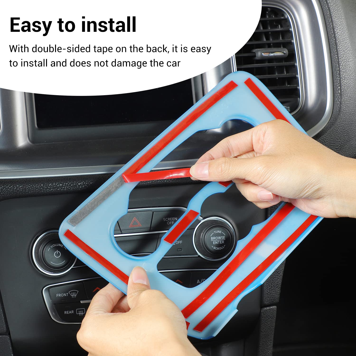 2015-2025 Dodge Charger Radio AC CD Switch Panel Trim - ABS Light Blue Center Console Accessory | Perfect for Car Interior Upgrades & Customization