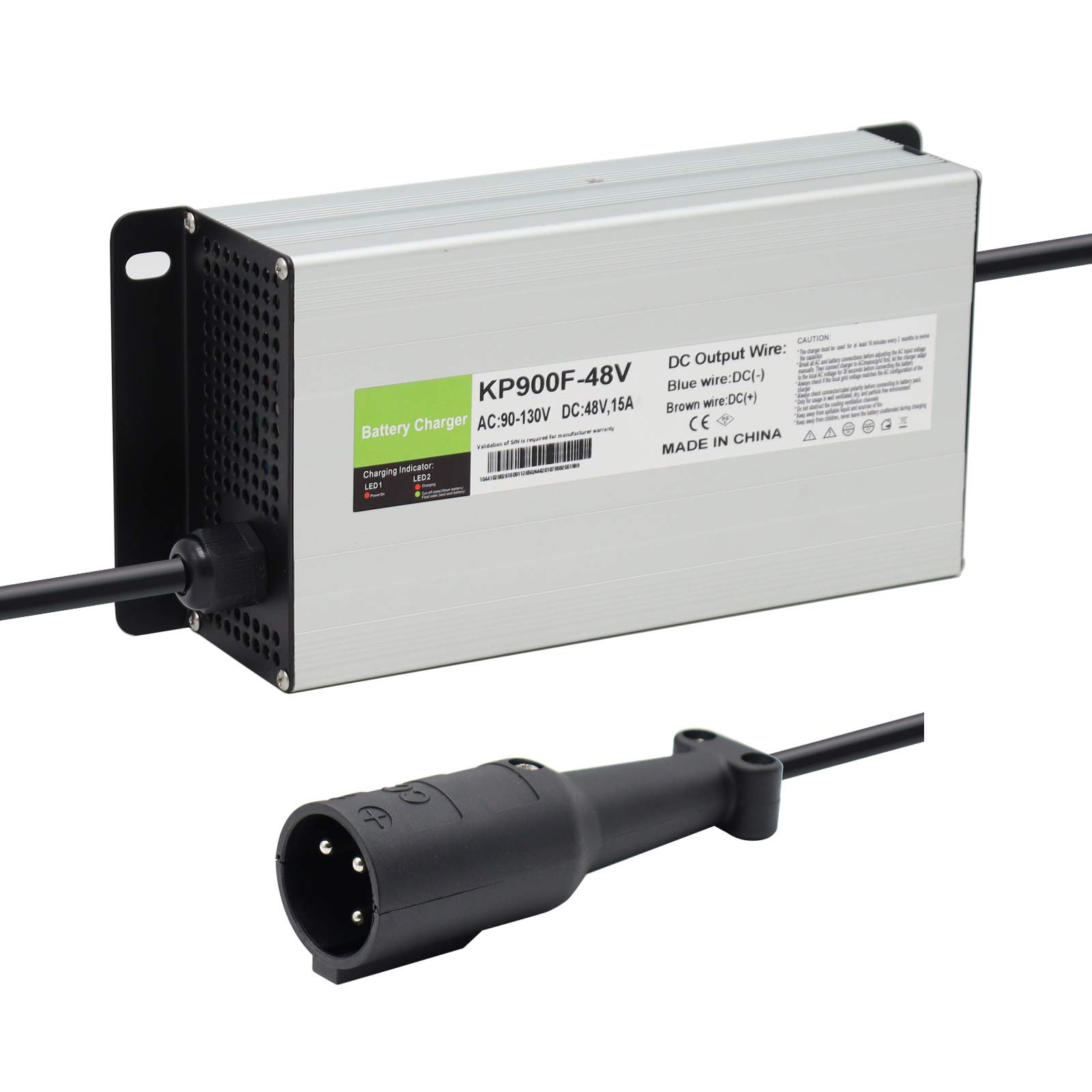 48V 15A Golf Cart Battery Charger for Club Car with 3-Pin Round Plug - Fast Charging for Golf Carts, Electric Vehicles & Outdoor Power Equipment