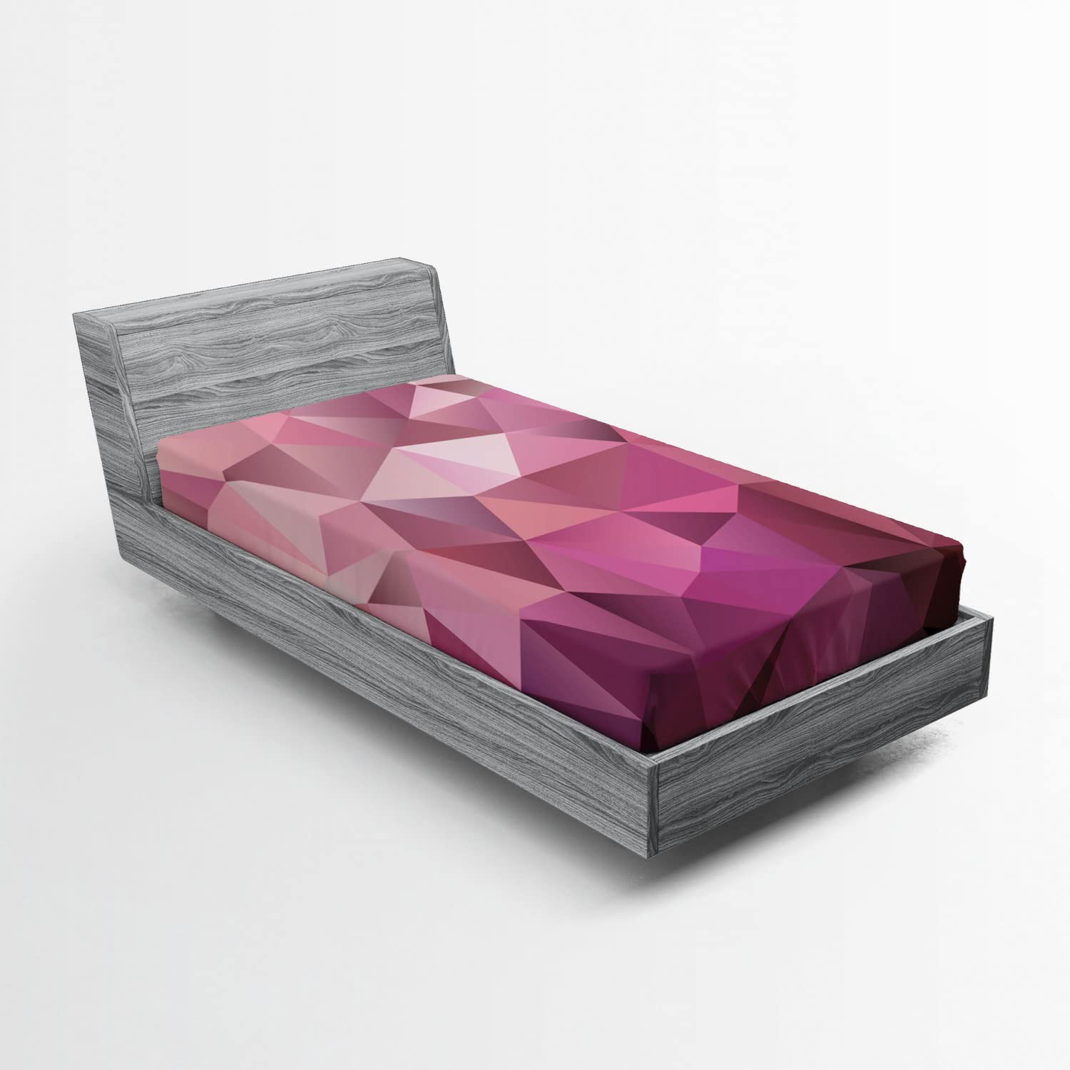 Ambesonne Abstract Fitted Sheet - Triangle Geometric Pattern Monochrome Bedding - Deep Pocket Elastic All Around - Twin XL Size in Rose Pink - Perfect for Guest Rooms, Dorms & Modern Bedroom Decor