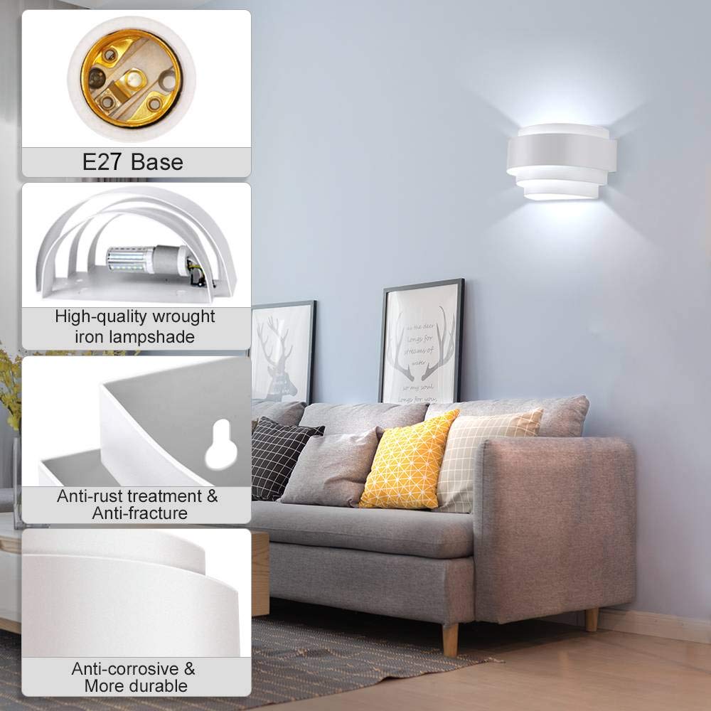 Glighone LED Wall Lights Indoor - Modern Up Down Wall Sconce Lighting with Bulbs Included | Uplighter & Downlighter for Living Room, Bedroom, Corridor, Hallway | Cool White Finish | Energy-Efficient Home & Office Decoration Lighting