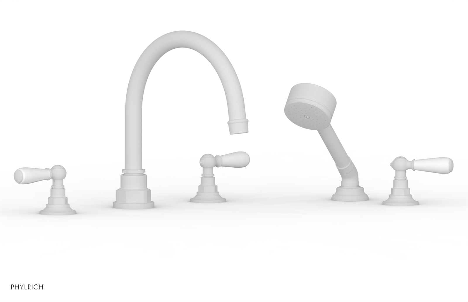 Jamestown Deck Tub Set with Hand Shower - White Accented Lever Handles (165-49) - Perfect for Bathroom Renovation & Spa-Like Experience