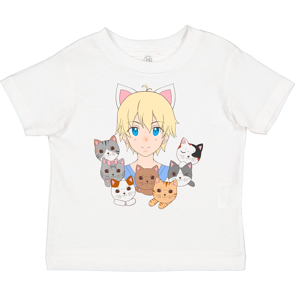 Inktastic Neko Anime Boy with Cats Toddler T-Shirt - Cute Kawaii Cat Lover Tee for Kids | Perfect for Anime Fans, Birthday Gifts & Casual Wear
