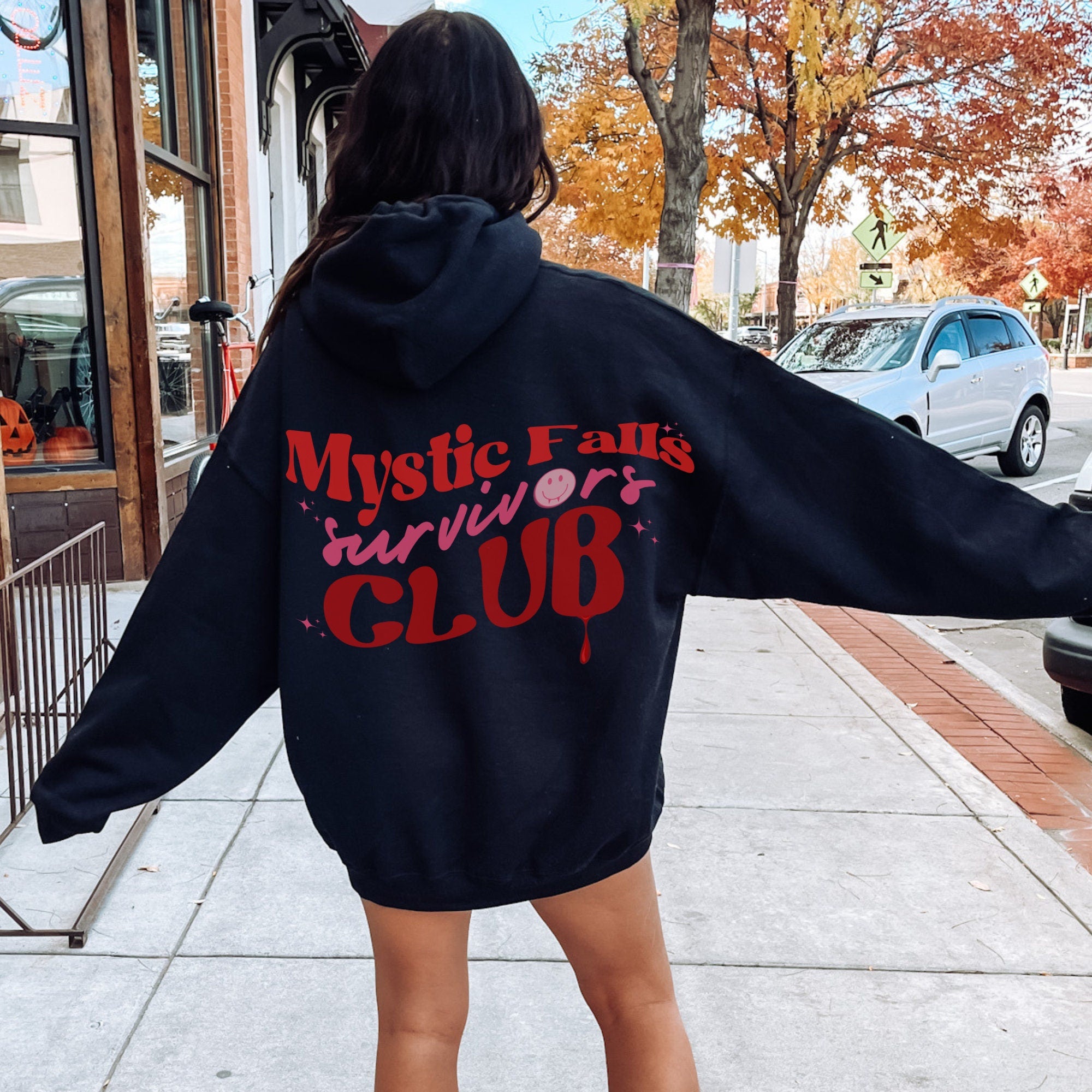 The Vampire Diaries Mystic Falls Hoodie - Damon Salvatore & TVD Merch - Official TV Show Apparel & Fan Gift for Halloween, Cosplay & Vampire Diaries Convention