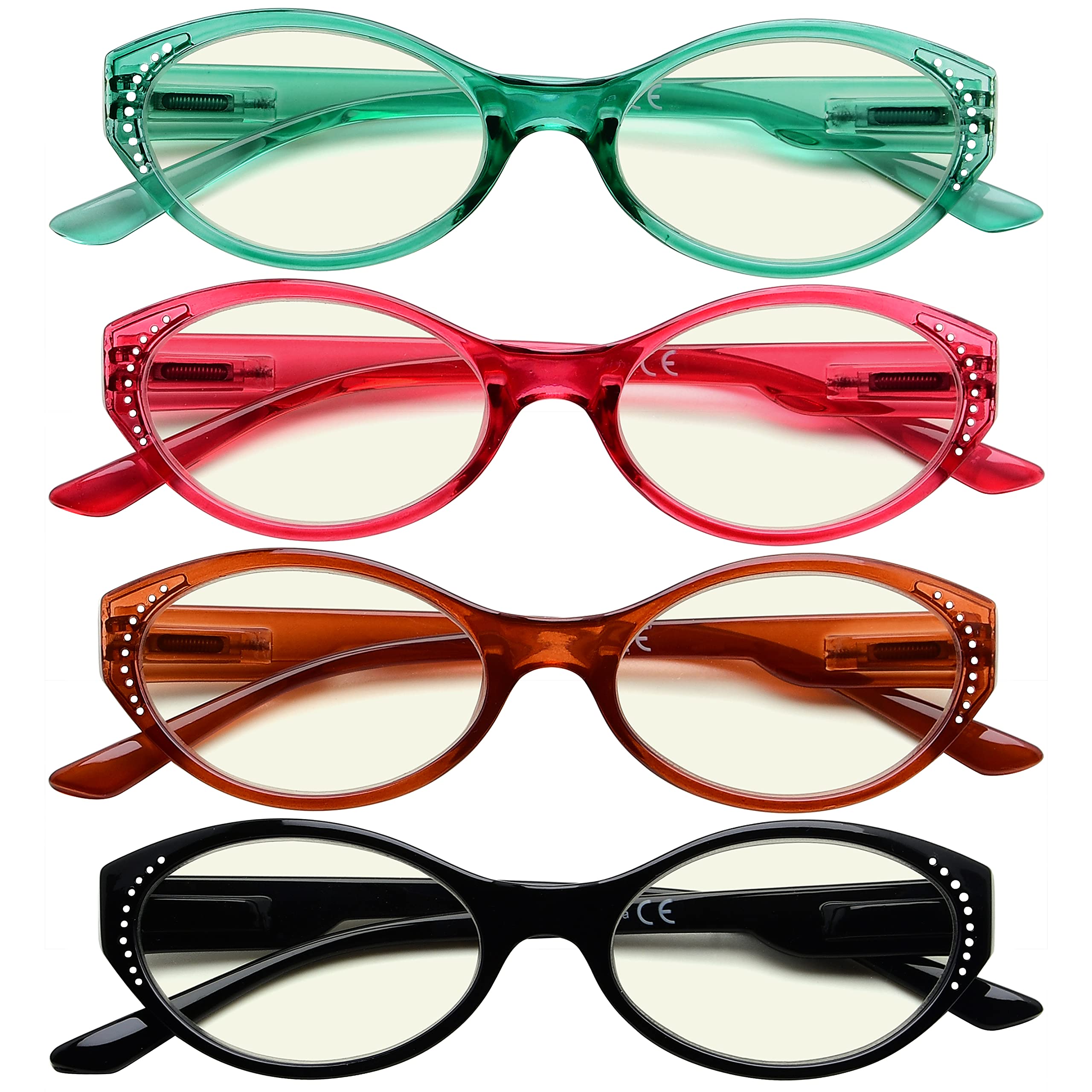 CessBlu Blue Light Blocking Glasses for Women - 4 Pairs Anti Glare Computer & Reading Eyewear - Reduce Eye Strain for Office Work, Gaming & Screen Time