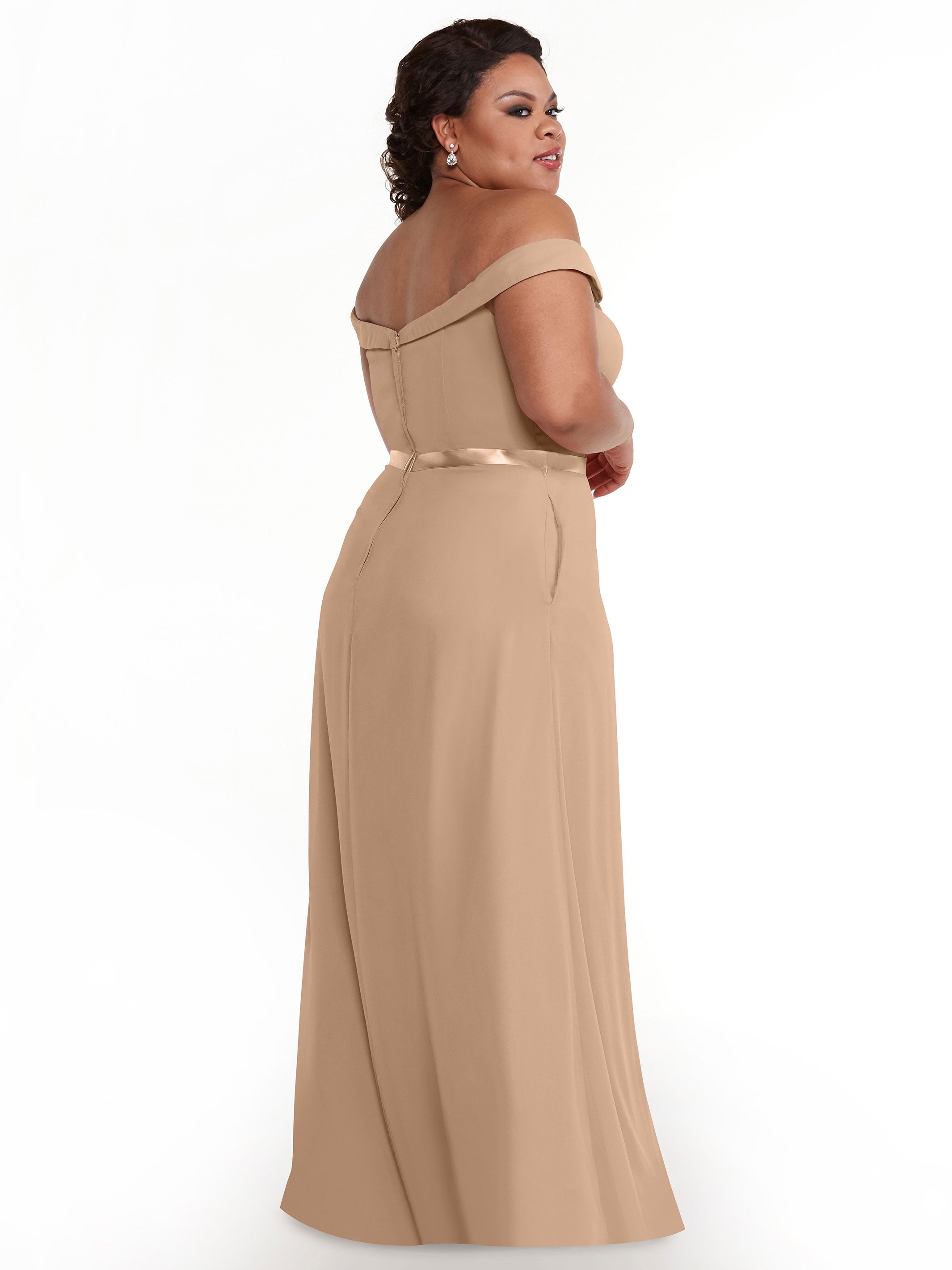 Elegant Off-The-Shoulder Chiffon A-Line Bridesmaid Dress with Sash - Perfect for Weddings, Formal Events & Special Occasions