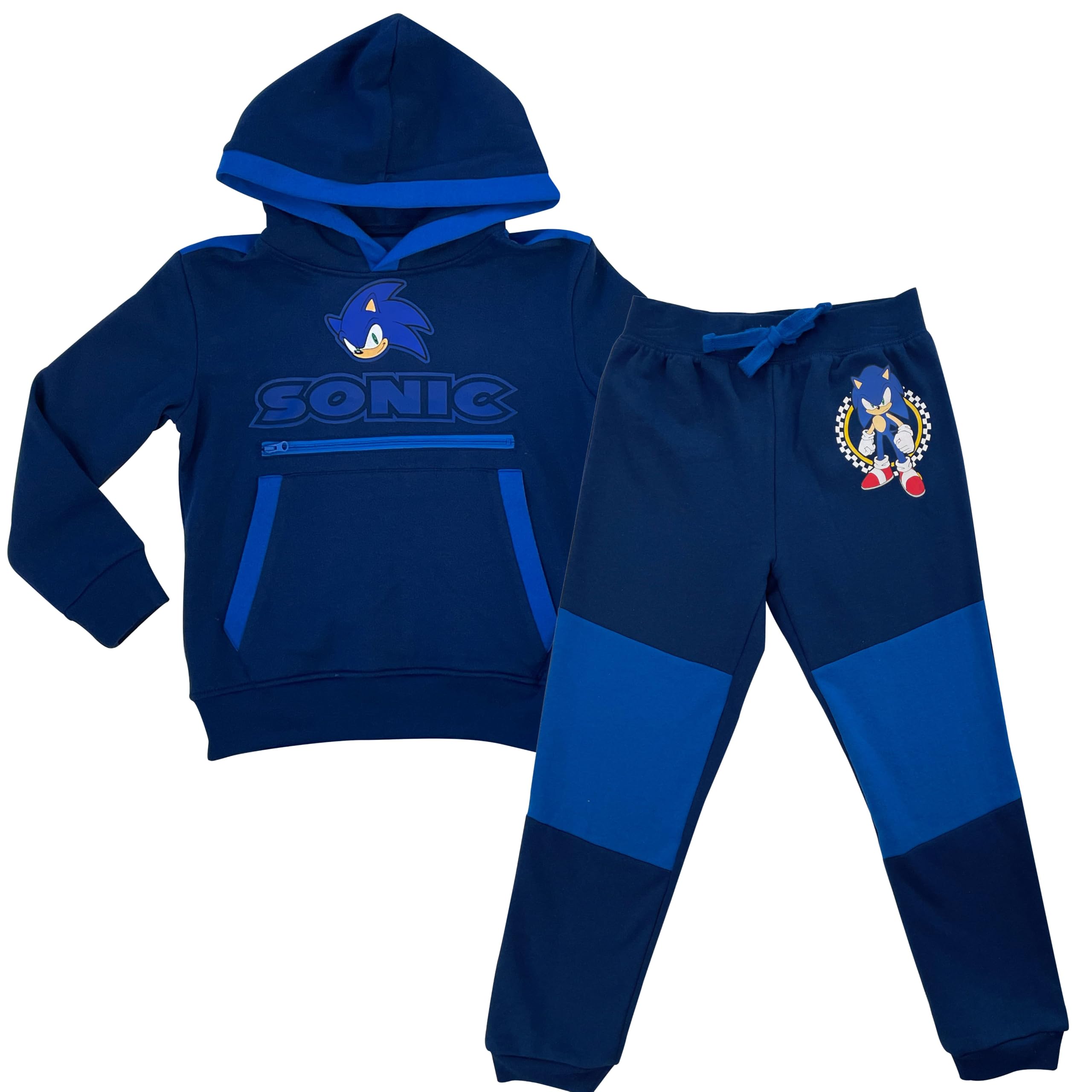 Sonic The Hedgehog Boys Graphic Hoodie & Jogger Pants 2-Piece Outfit Set - Cool Gaming Character Costume for Kids Birthday Party & Cosplay Events