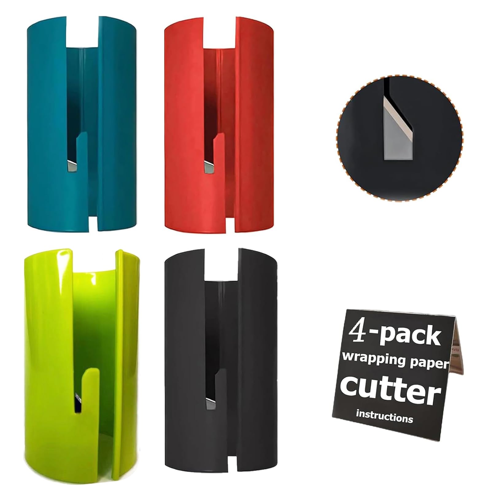 4 Pack Christmas Wrapping Paper Cutter - Kraft Paper Roll Slitter Tool with Smooth Sliding Design - Creative Holiday Gift Wrapping Machine for DIY Crafts, Home Decor & Party Supplies - Perfect for Christmas, Birthday & Wedding Gift Wrapping