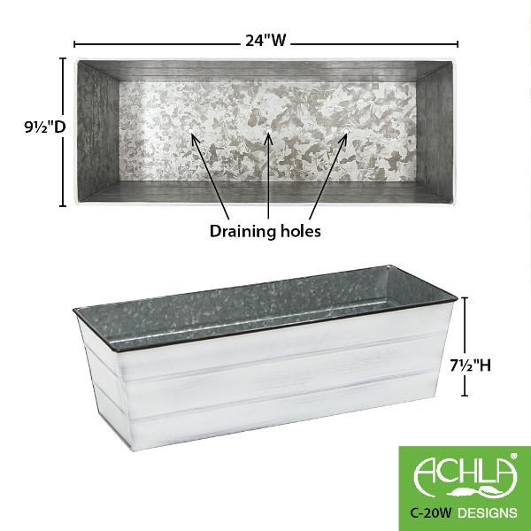 Galvanized Steel Flower Box Planter - Rustproof Outdoor Garden Container for Plants, Flowers & Herbs - Perfect for Patio, Balcony & Window Sill Decor