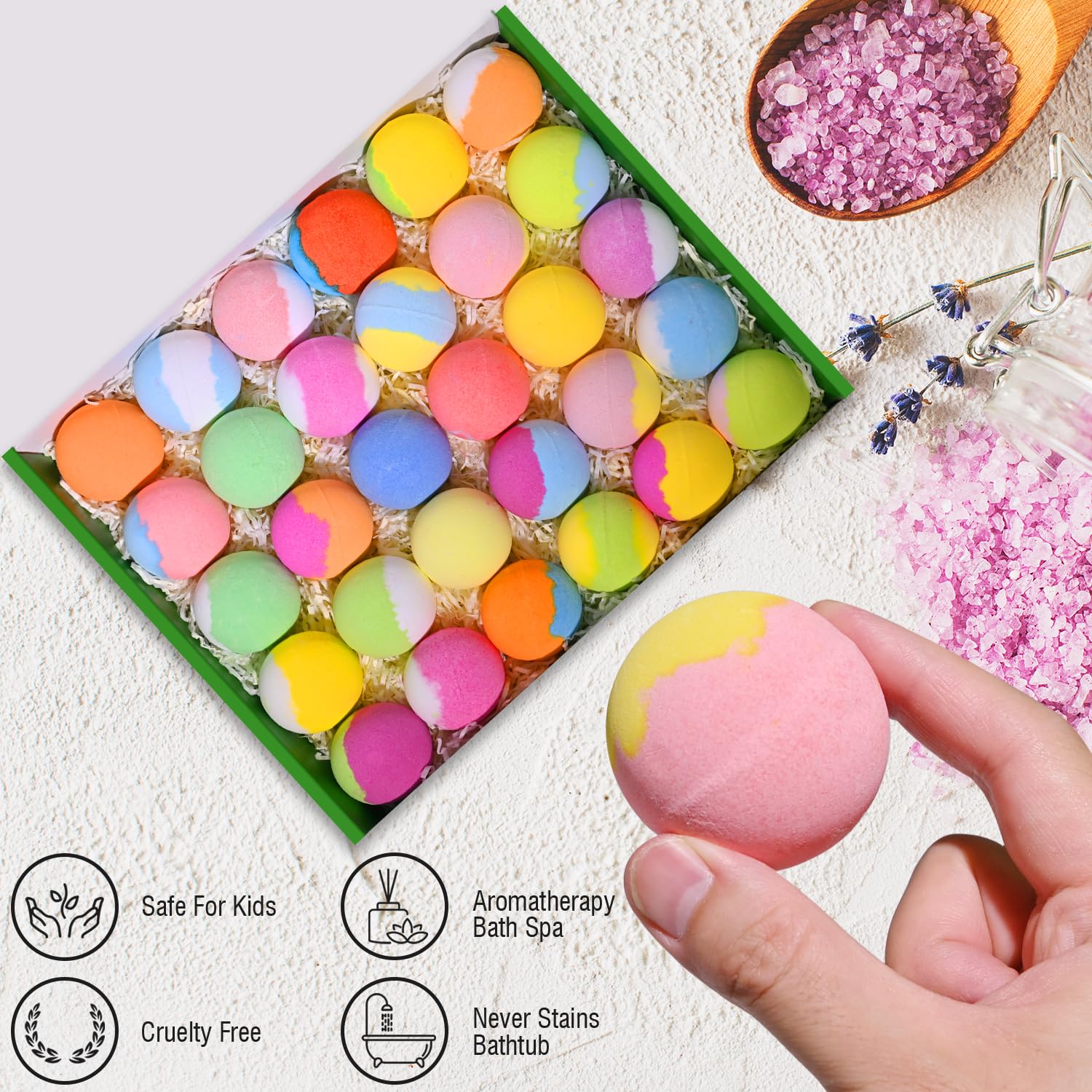 30-Pack Kids Bath Bombs with Surprise Toys Inside - Safe Bubble Bath Fizzy Balls for Girls & Boys | Halloween, Christmas, Birthday Gift Set | Perfect for Relaxing Bath Time & Party Favors