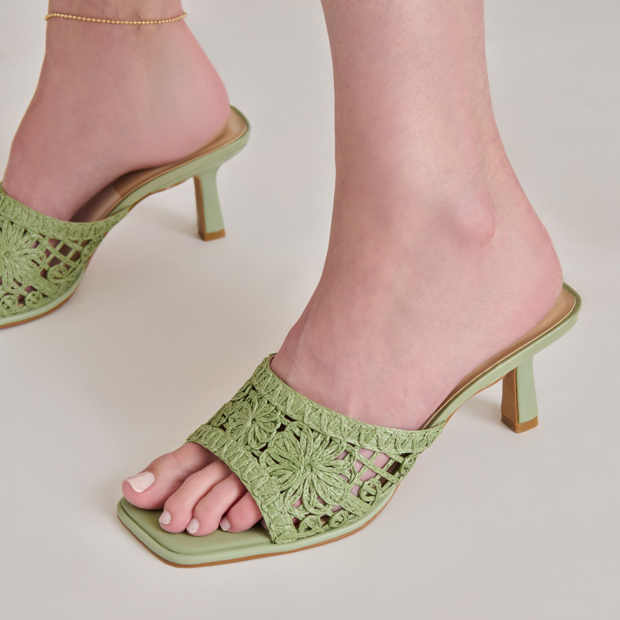 MAYLAH Sage Green Macrame Heels for Women - Stylish Bohemian Wedge Sandals for Summer, Parties & Weddings