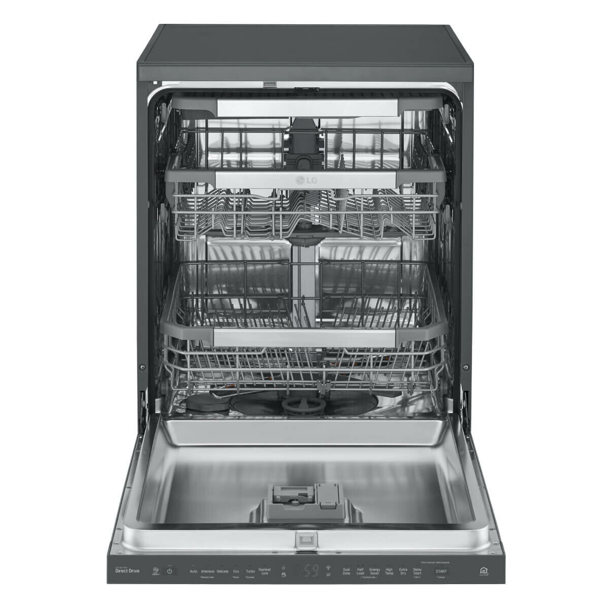 LG 60cm QuadWash Freestanding Dishwasher with Auto Door Opening - Matte Black (Model XD3A15MB) | Energy Efficient & Quiet Operation for Modern Kitchens | Perfect for Small Families & Open-Plan Homes