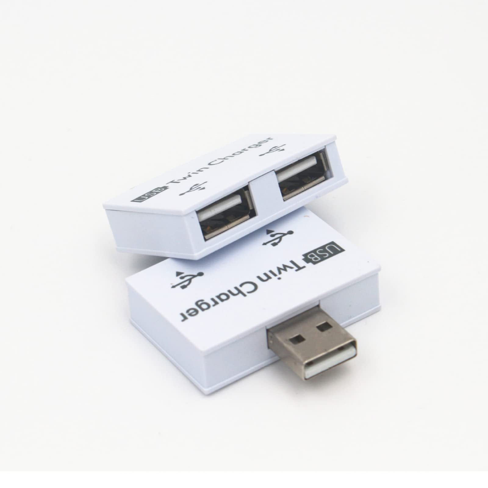 2-Port USB Hub Splitter - Mini USB Charging Adapter for Surface Pro, MacBook, Laptop, PC | Fast Data Transfer & Dual Charging | Perfect for Office, Travel & Home Use (White)