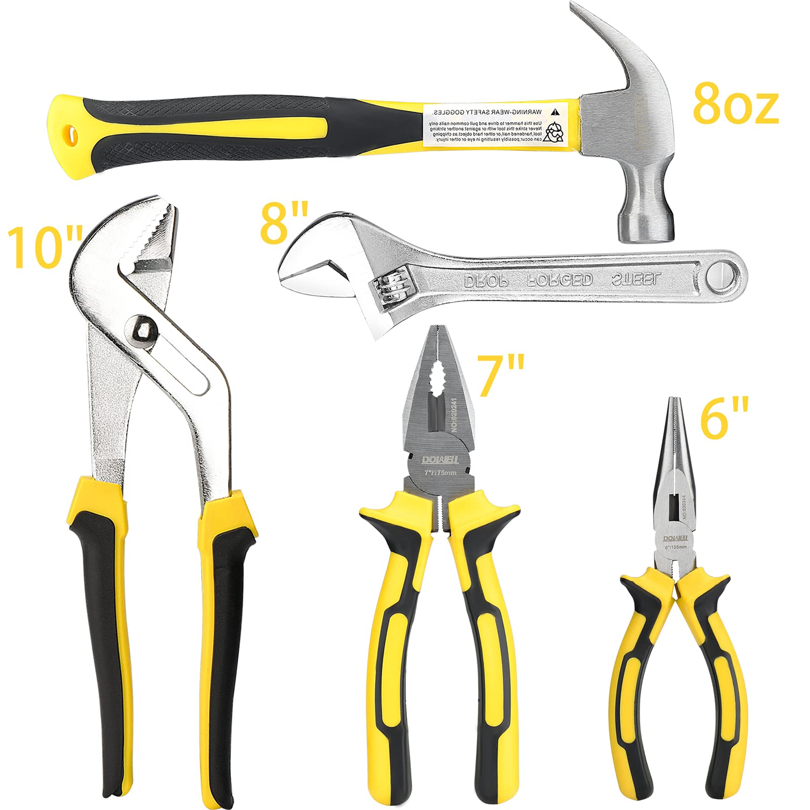 DOWELL 19-Piece Household Tool Kit Set - Pliers, Screwdriver, Hex Key Wrench with Storage Bag | Perfect for Home Repairs, DIY Projects & Emergency Fixes