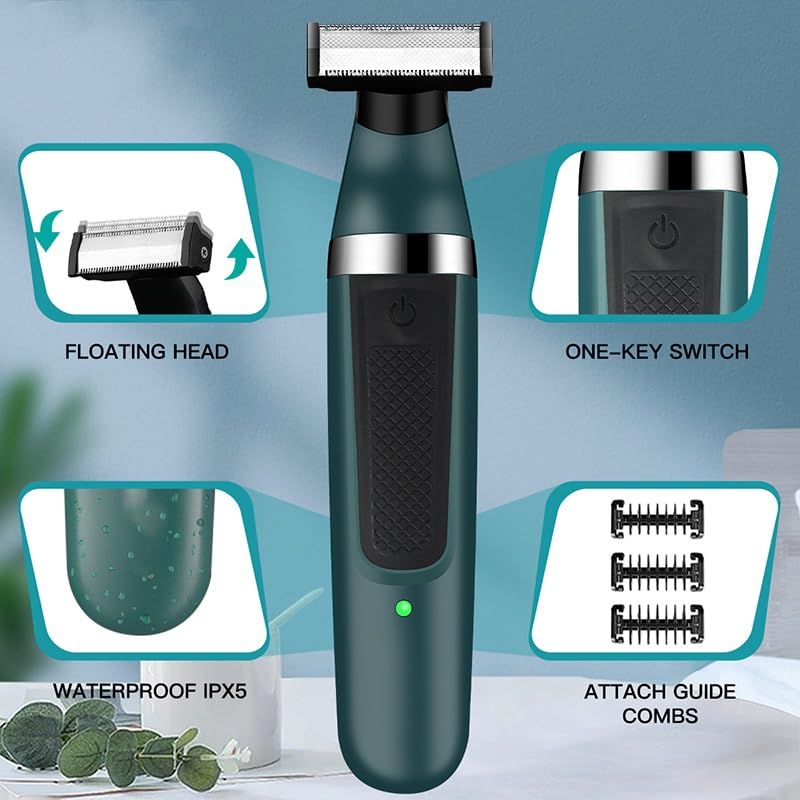 Professional 2-in-1 Electric Razor for Men - Rechargeable Wet/Dry Shaver with Beard Trimmer & Body Grooming Head | Perfect for Travel, Home & Gym Use