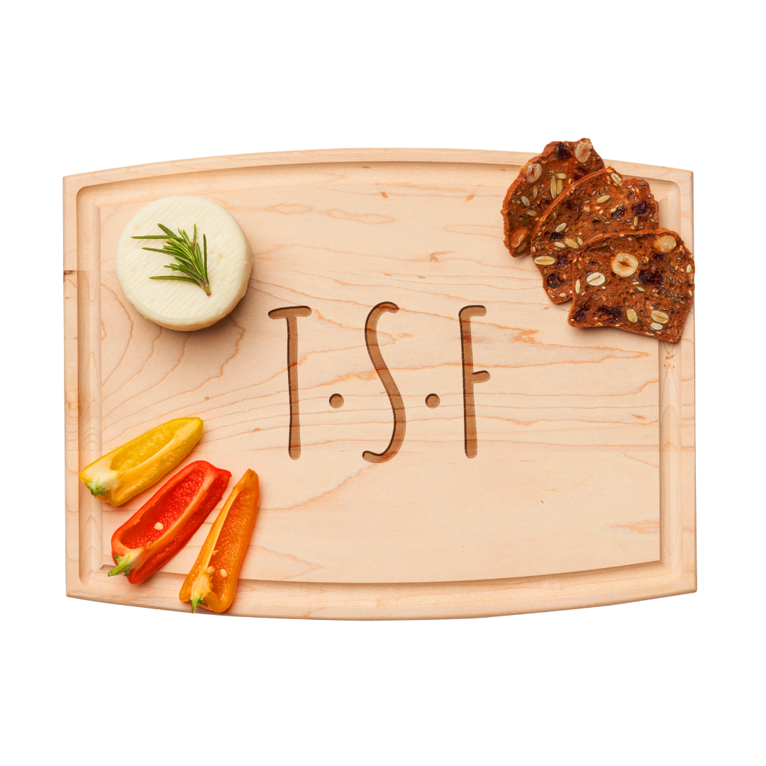 Handcrafted Arched Maple Wood Cutting Board - Personalized Engraved Gift - 12