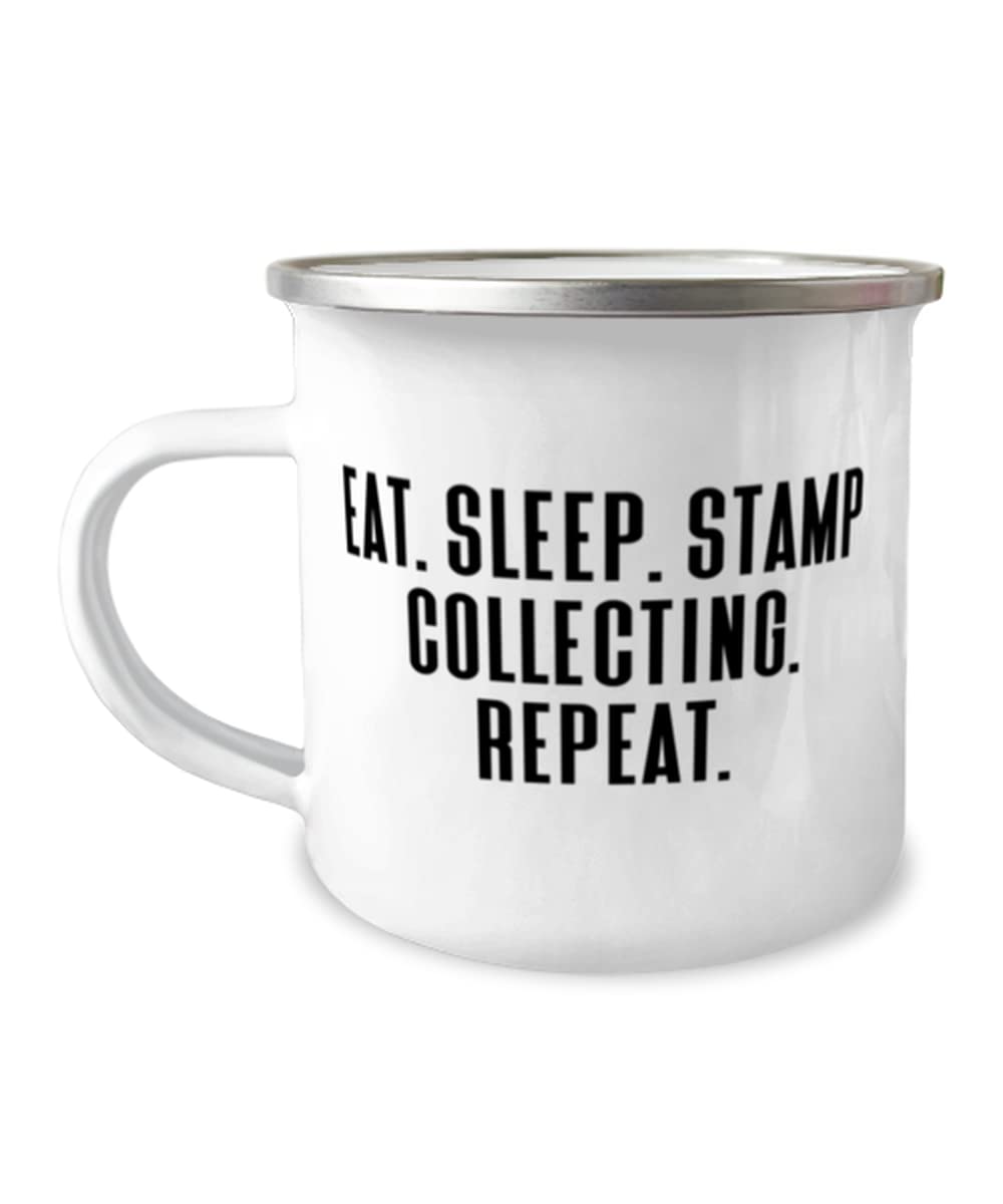 12oz Camper Mug for Stamp Collectors - Funny Gag Gift for Philatelists - Perfect for Camping, Travel & Coffee Breaks