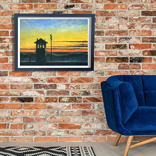 Edward Hopper Railroad Sunset Extra Large Framed Art Print - Semi Gloss Finish - Perfect for Living Room, Bedroom or Office Wall Decor