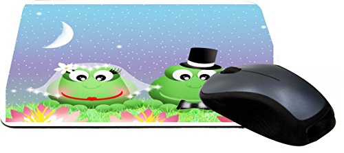 Frogs in Love Wedding Illustration Gaming Mouse Pad - Non-Slip Rubber Base, Waterproof Surface (MPSQ-RK-44612) - Perfect for Gamers, Office Work & Home Computer Use