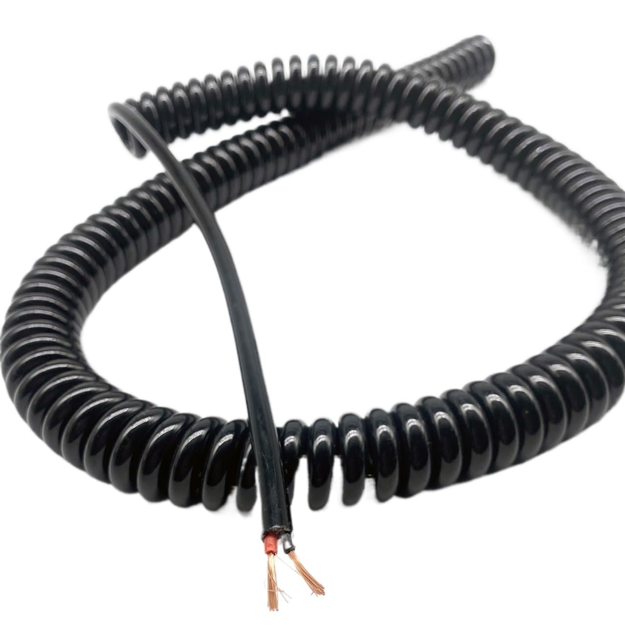 18AWG 2 Core Spiral Power Cable - 0.75mm² Retractable Extension Cord (2 Meter Stretch, Black) - Perfect for Trucks, Workshops, and Home Appliances