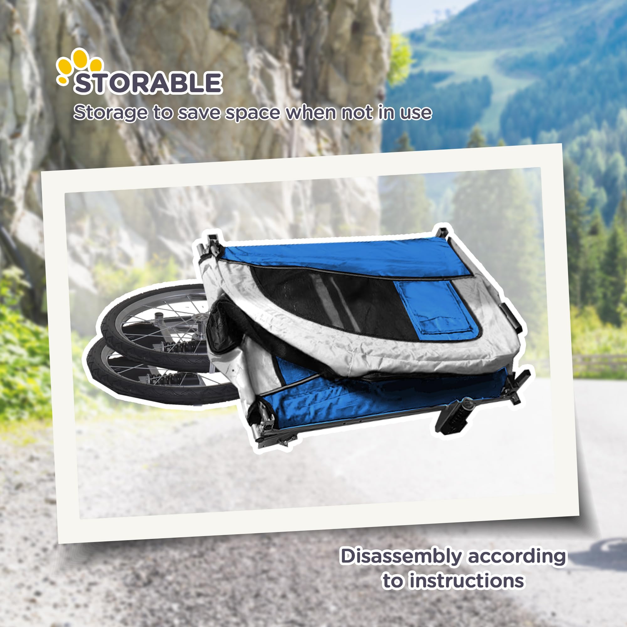 Aosom 2-in-1 Dog Bike Trailer & Pet Stroller with Removable Canopy, Storage Pockets - Perfect for Cycling, Jogging, and Outdoor Adventures with Your Pet