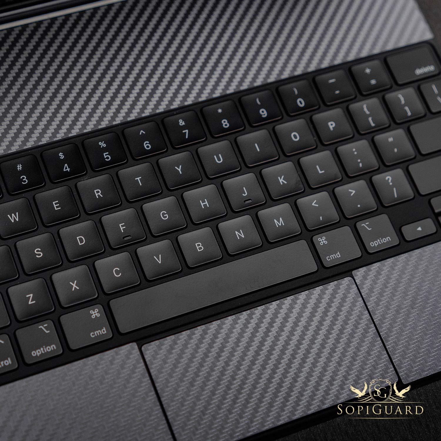 SopiGuard Protective Skin for iPad Pro Magic Keyboard 12.9 (A2229) - Honeycomb Black Vinyl Sticker Cover with Edge-to-Edge Protection for Top, Keyboard & Back Panel | Perfect for Work, Travel & Everyday Use