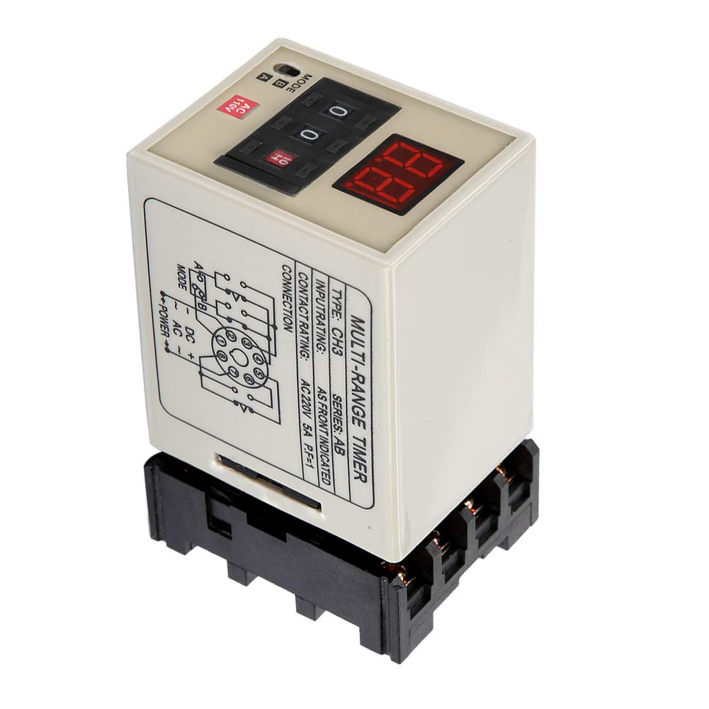 Digital Delay Timer Relay AH3-DM - Dual Mode 0.01S-99H with LED Display | 12V/24V/110V/220V/380V (DC 12V & AC 110V) | Perfect for Industrial Automation, HVAC Systems & Electrical Control Panels