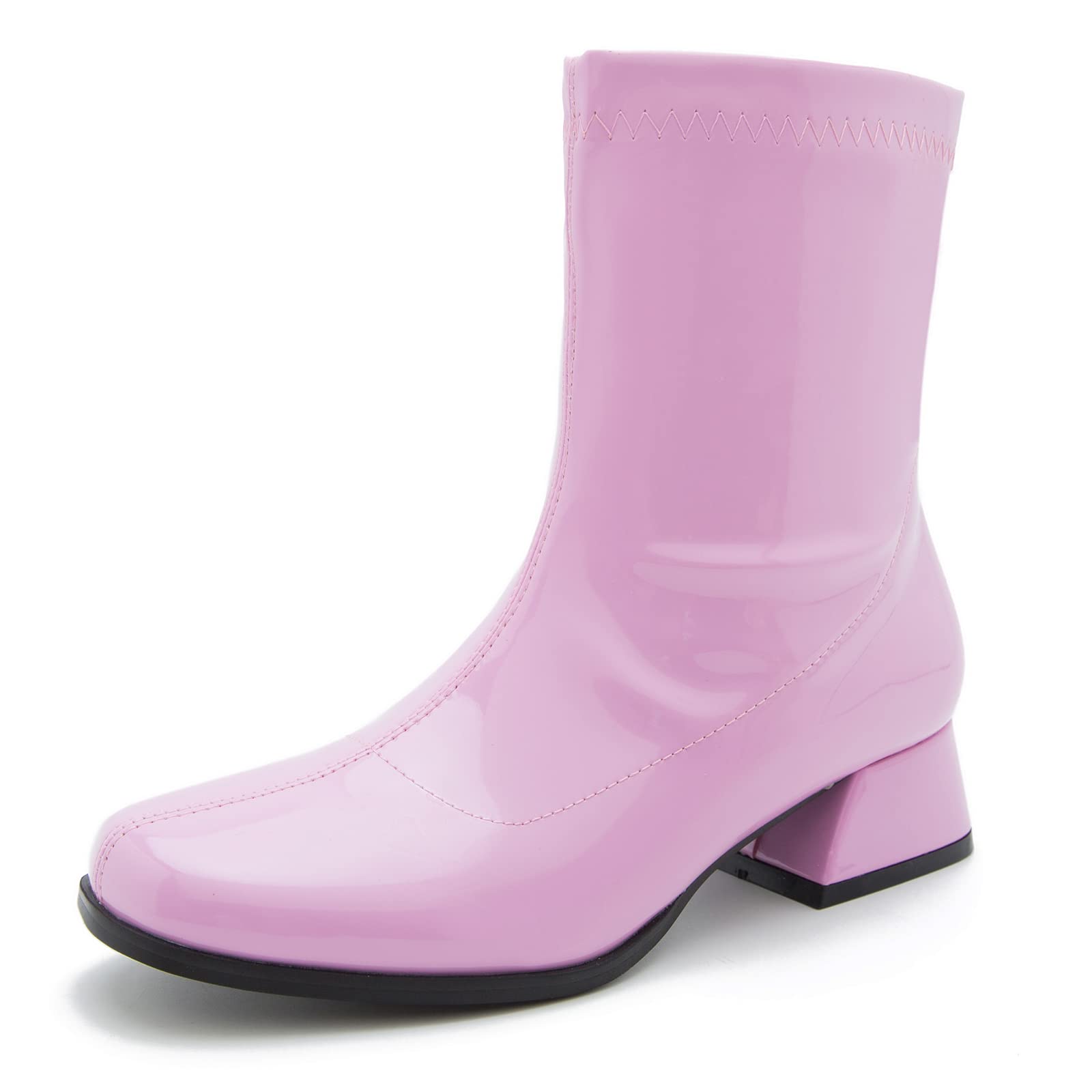 Stylish Women's Mid Calf Go Go Boots with Block Heel & Square Toe - Perfect for Party, Dance & Night Out | Fashionable Zipper Boots for Women | Comfortable & Trendy Fall/Winter Booties for Club, Date Night & Special Occasions