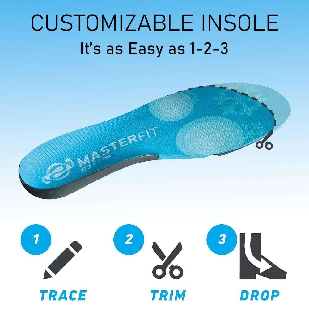EZFit QF Ski & Snowboard Boot Insoles for Men & Women - Arch Support Inserts for Pain Relief, Heel Support & Reduced Fatigue (Regular/High Arch, Low/Large) - Perfect for Skiing, Snowboarding & Winter Sports Comfort