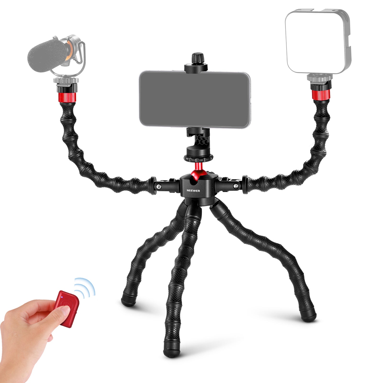 NEEWER T91 Flexible Tripod with Two Magic Arms - Adjustable Camera Stand for DSLR, Smartphone, and GoPro - Perfect for Vlogging, Photography, and Live Streaming