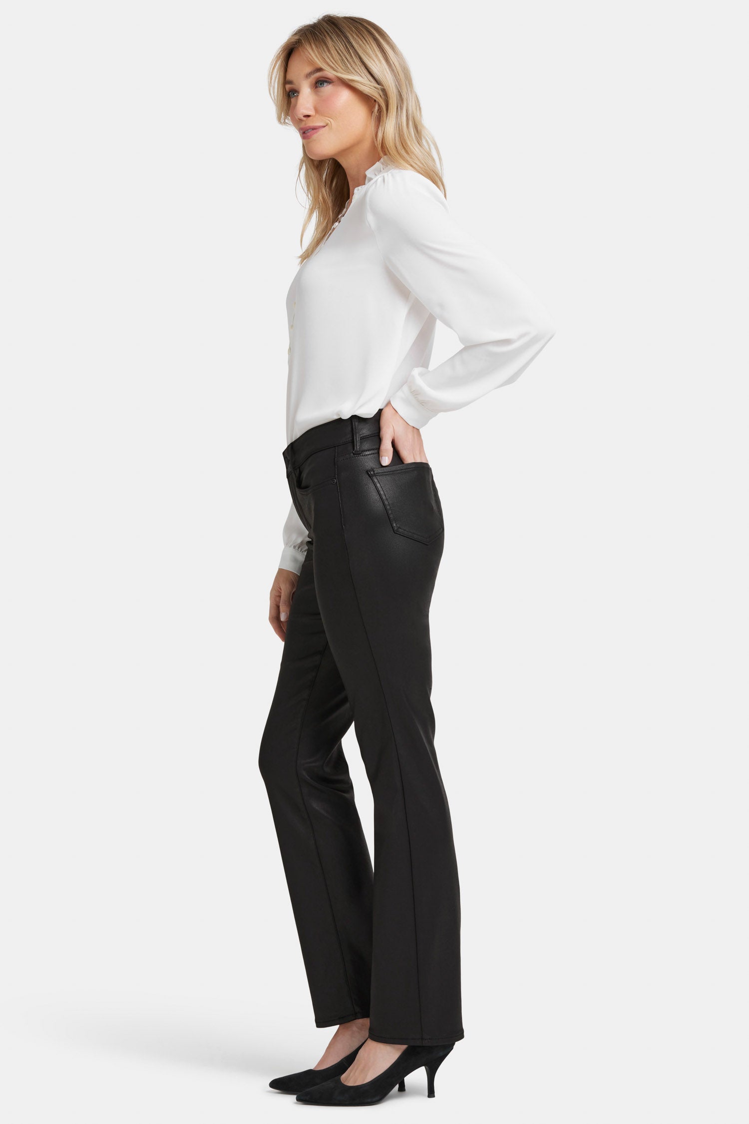 Coated Marilyn Straight Jeans - High Waist Black Coated Denim Pants for Women | Perfect for Casual Wear, Night Out & Office Style