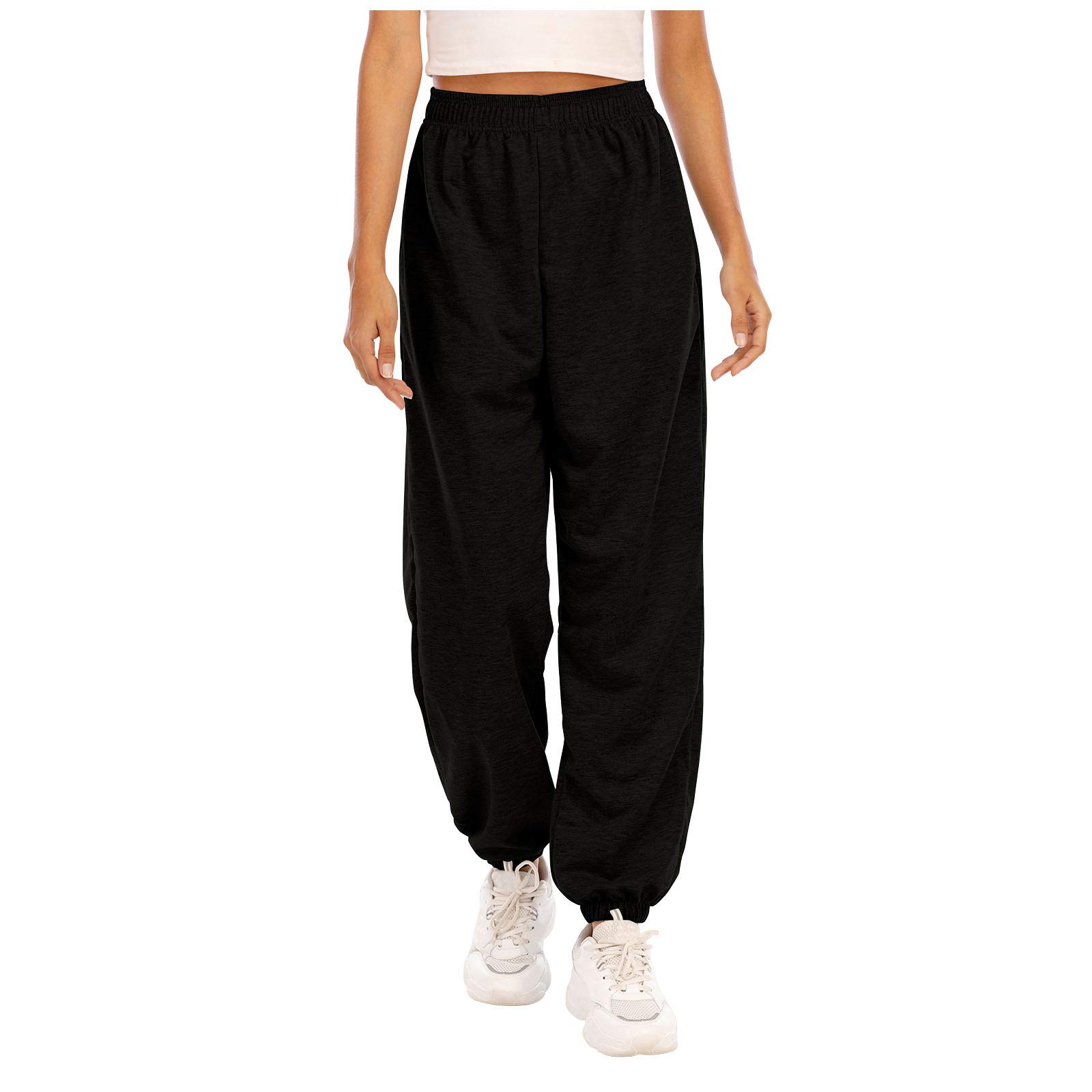 Maryia Women's Elastic Waist Waffle Knit Jogger Pants - Comfortable Lounge, Workout & Casual Sweatpants for Yoga, Running, Travel & Everyday Wear