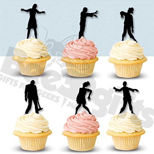 12-Piece Zombie Cupcake Toppers Set - Spooky Halloween Party Decorations for Cakes, Cookies & Desserts