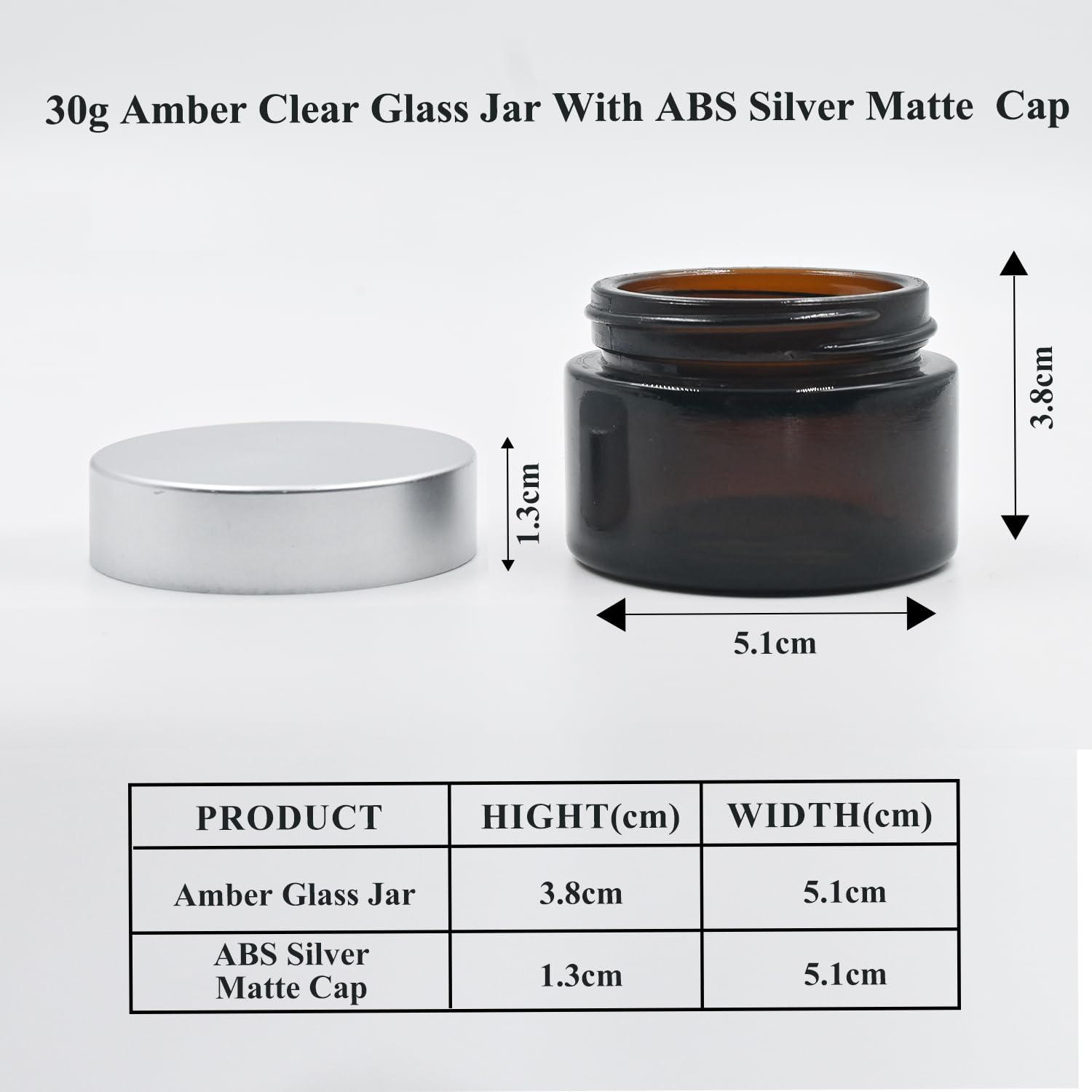 Happy Packaging 30Gm Amber Round Empty Glass Cosmetic Cream Jars with Silver Matte Cap & White Inner Lids - Ideal for DIY Creams, Balms, Face Scrubs, Body Butter & Skincare Products (Pack of 3) | Perfect for Home Spa, Beauty Salon & Handmade Cosmetics Business