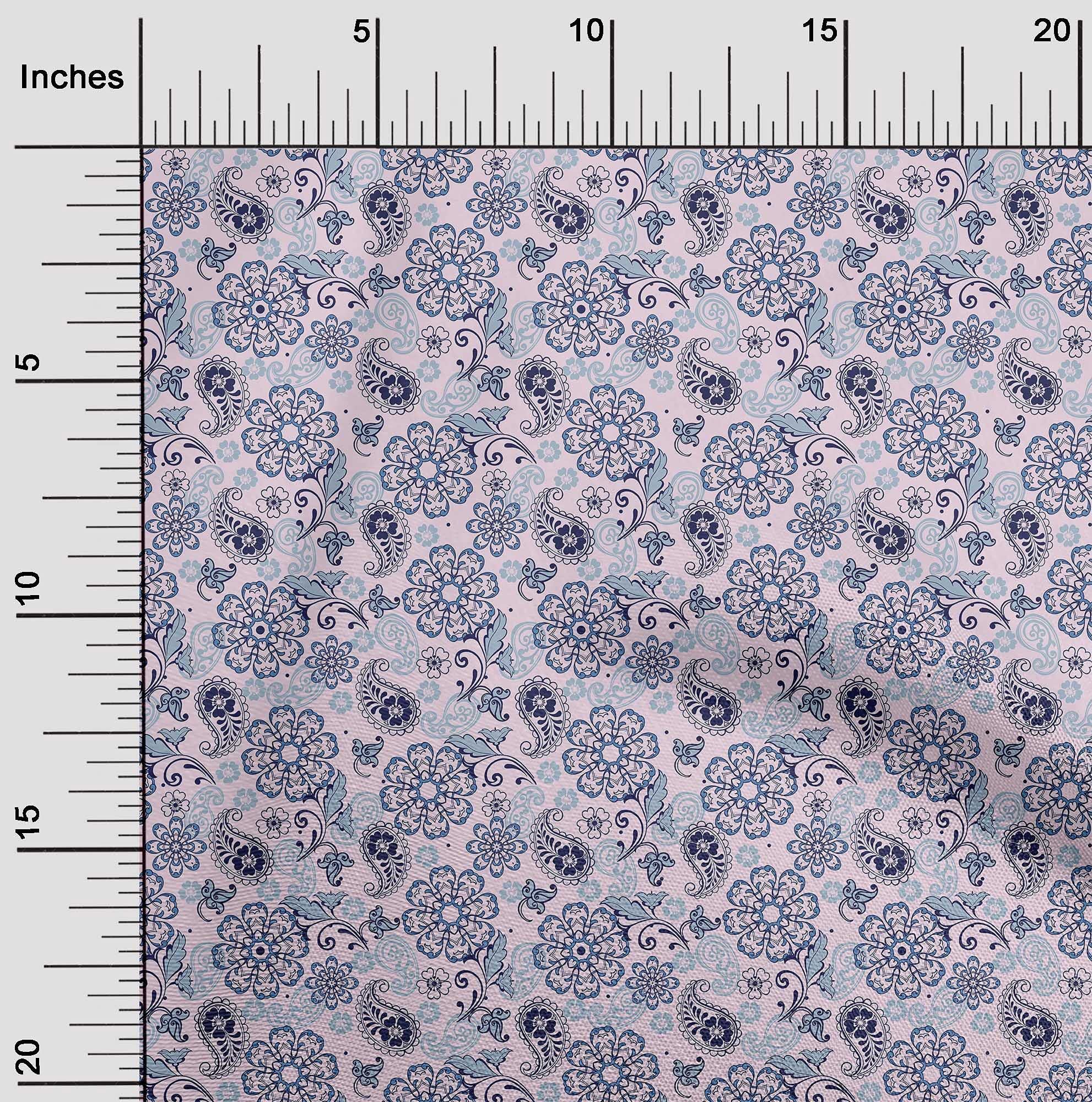 oneOone Cotton Cambric Light Pink Paisley Print Fabric - 56 Inch Wide Dress Material by The Yard | Perfect for DIY Dresses, Skirts, and Home Decor Projects