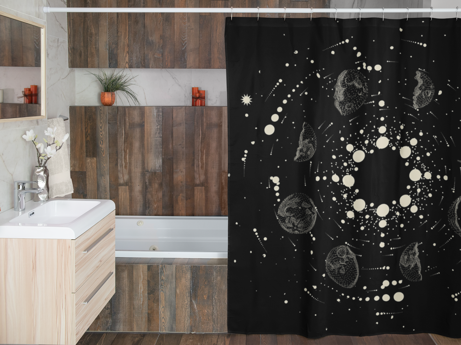 Celestial Zodiac Shower Curtain - Waterproof Bathroom Decor with 12 Zodiac Signs for Astrology Lovers - Perfect for Bathroom, Spa, and Dorm Room Decor