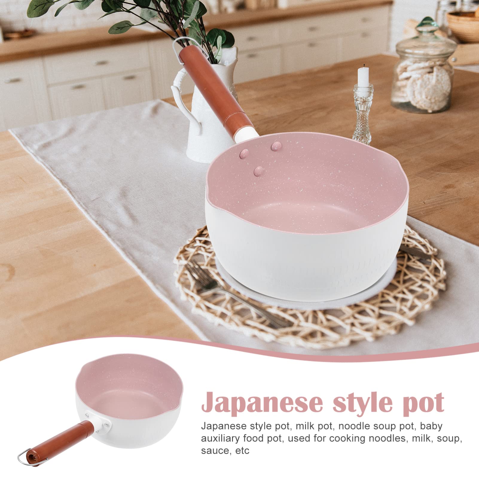 Hemoton Aluminum Snow Pan with Handle - 3QT Saucepan for Soup, Baby Food & Cooking - Non-Stick Stockpot for Kitchen, Complementary Food & Meal Prep - Perfect for Home, Restaurant & Camping Use