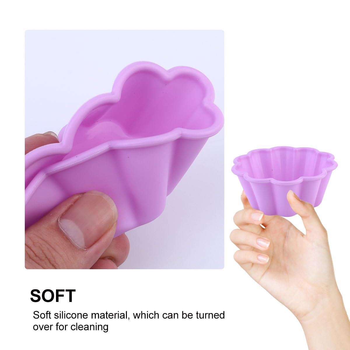 10 Pcs 2.8 Inch Flower Silicone Baking Molds - Reusable Cupcake, Donut & Egg Tart Molds for Baking - Perfect for Birthday Parties, Baby Showers & Holiday Desserts
