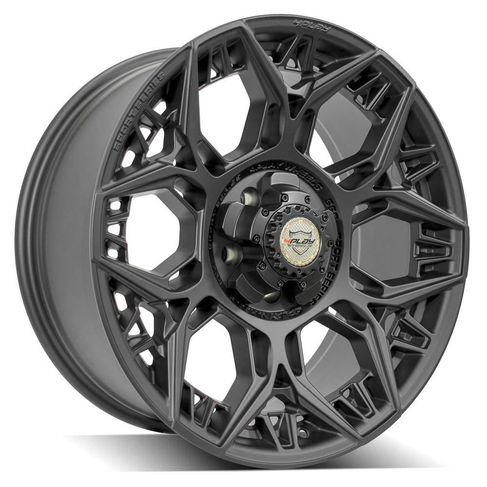 4Play Sport Series 4PS60 Satin Black Wheel 20x9.0 0 Offset 5x127/5x139.7mm Bolt Pattern 87.1mm Hub - Perfect for Off-Road Trucks & SUVs