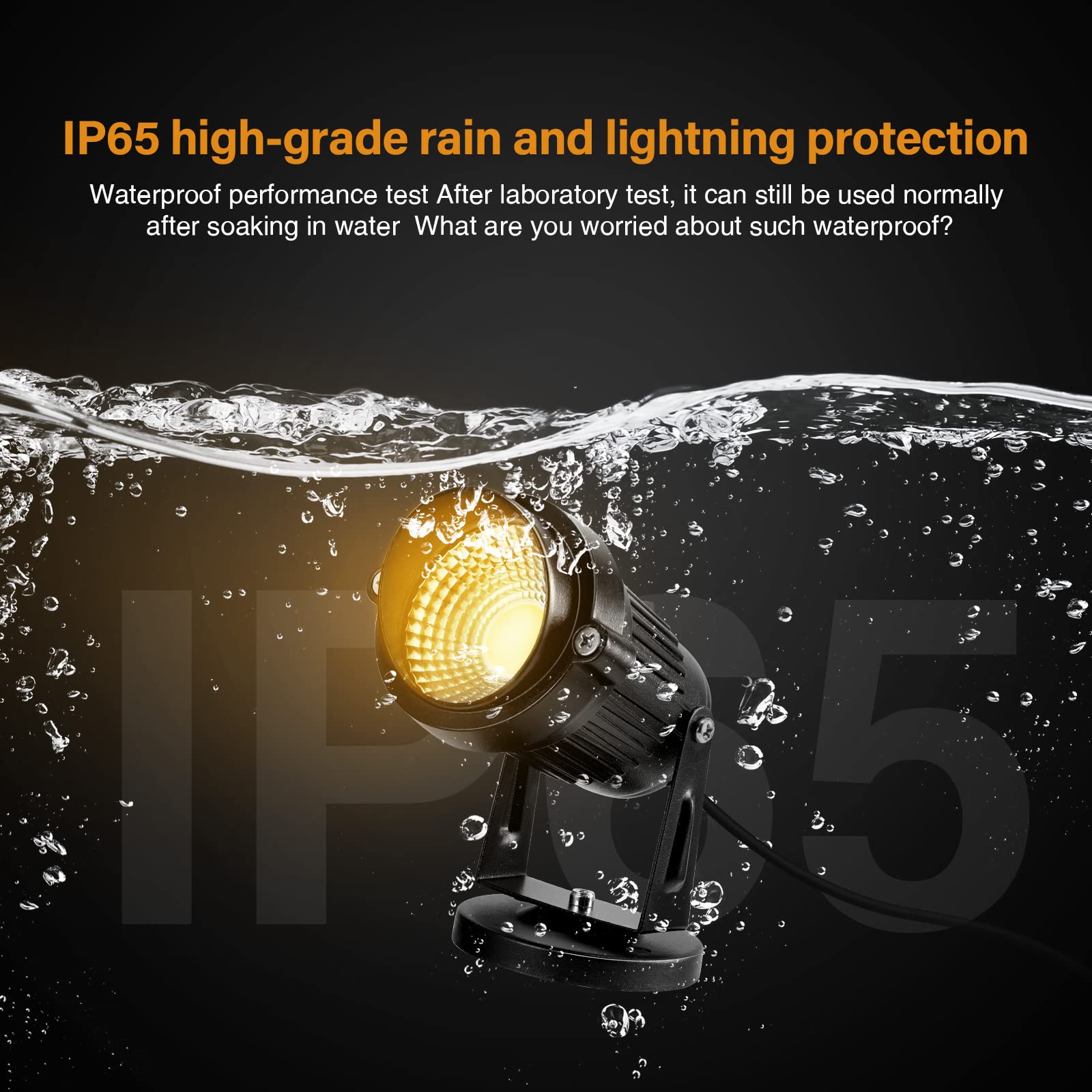 LemonBest 5W 110V Waterproof IP65 Outdoor LED Landscape Lights - 3000K Warm White Spotlight with 5ft Cable & Spike - Perfect for Yard, Garden, Patio, Driveway & House Decor (2 Pack)