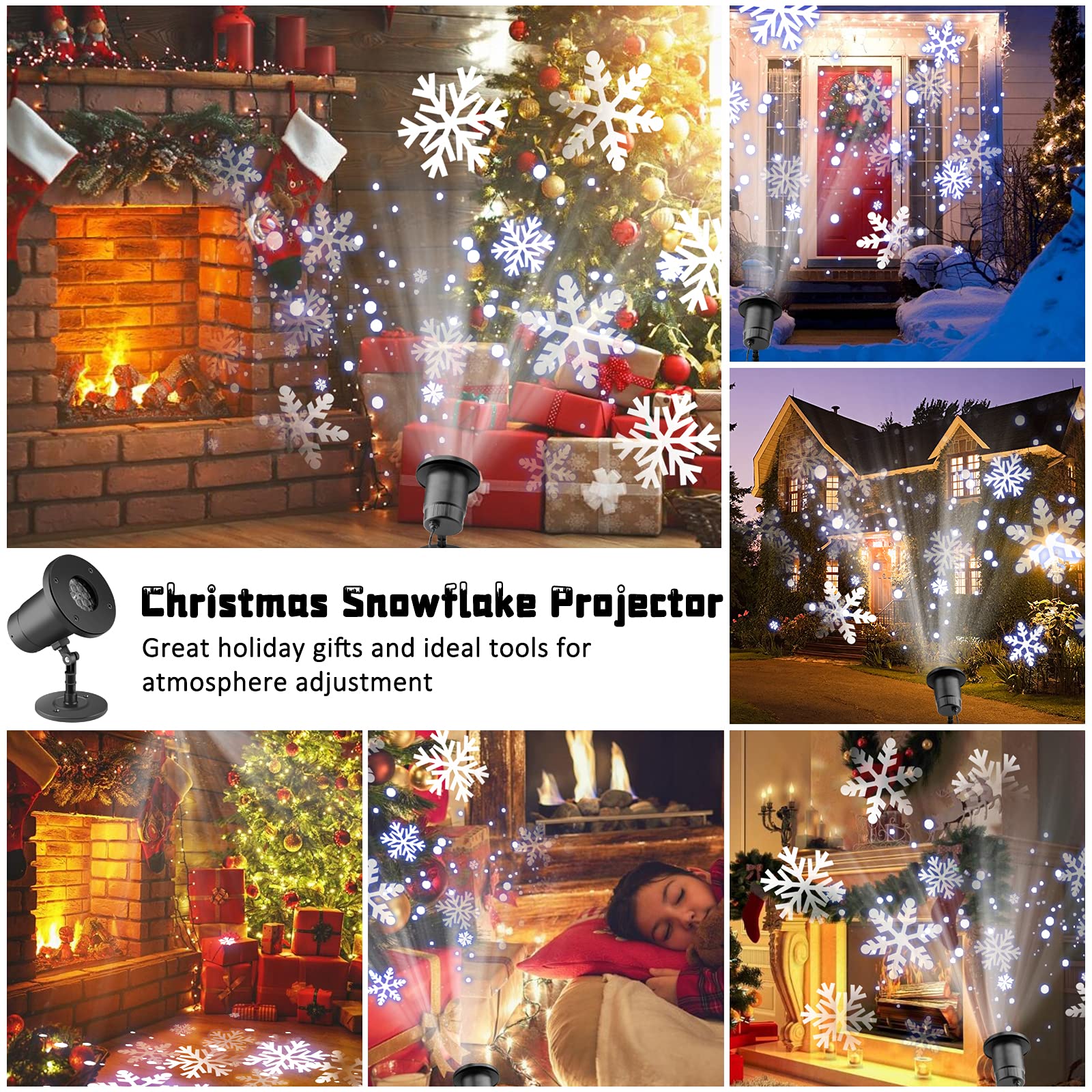 Liwarace LED Christmas Snowflake Projector Lights - Waterproof Outdoor/Indoor Xmas Decor with Remote - Perfect for Holiday Yard, House, Party & Gift for Women Men