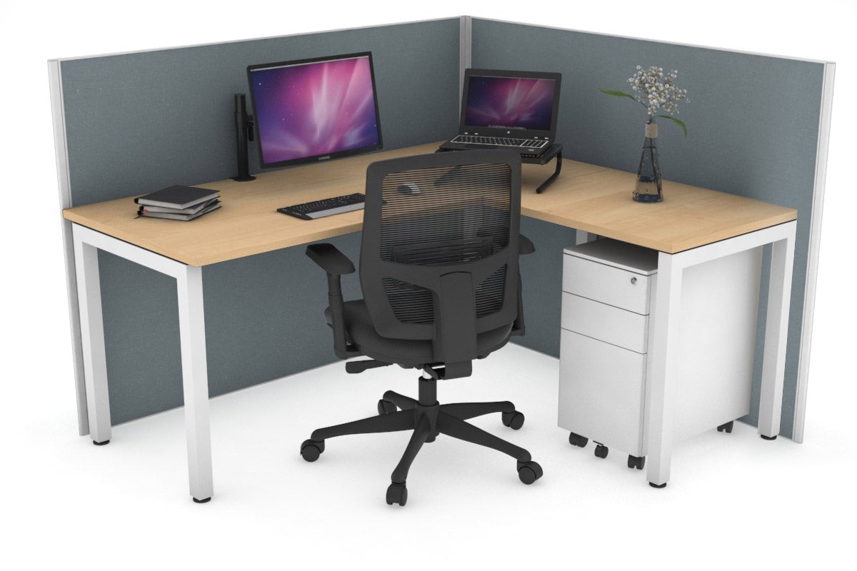 Horizon Quadro Square Legs L-Shaped Corner Office Desk - 1800mm x 1450mm, Modern Workstation for Home & Office, Perfect for Small Spaces & Multi-Monitor Setup