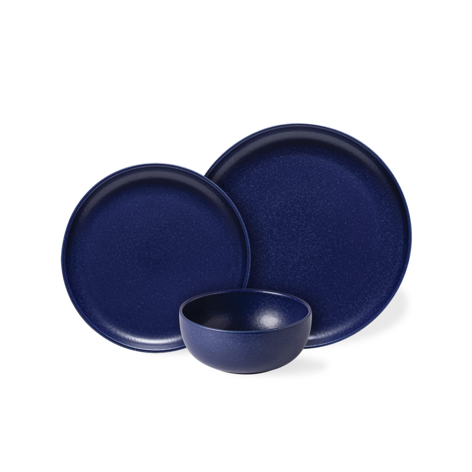Casafina 18-Piece Ceramic Dinnerware Set for 6 - Blueberry Pacifica Collection | Microwave & Dishwasher Safe Stoneware Plates & Bowls | Restaurant Quality Tableware for Everyday Dining & Entertaining