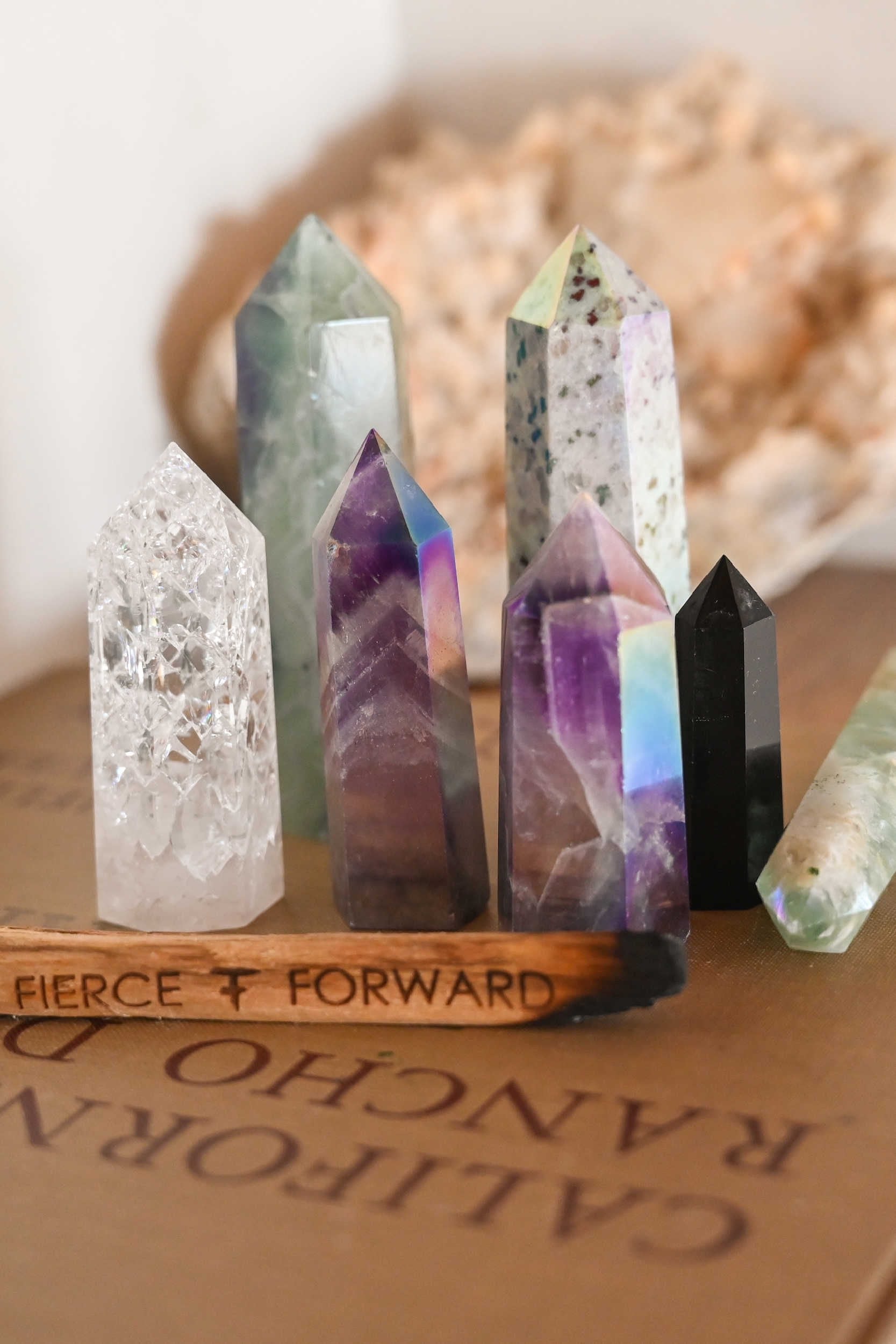Balanced Fire & Ice Crackled Quartz Tower - Healing Crystal for Meditation, Reiki, and Home Decor