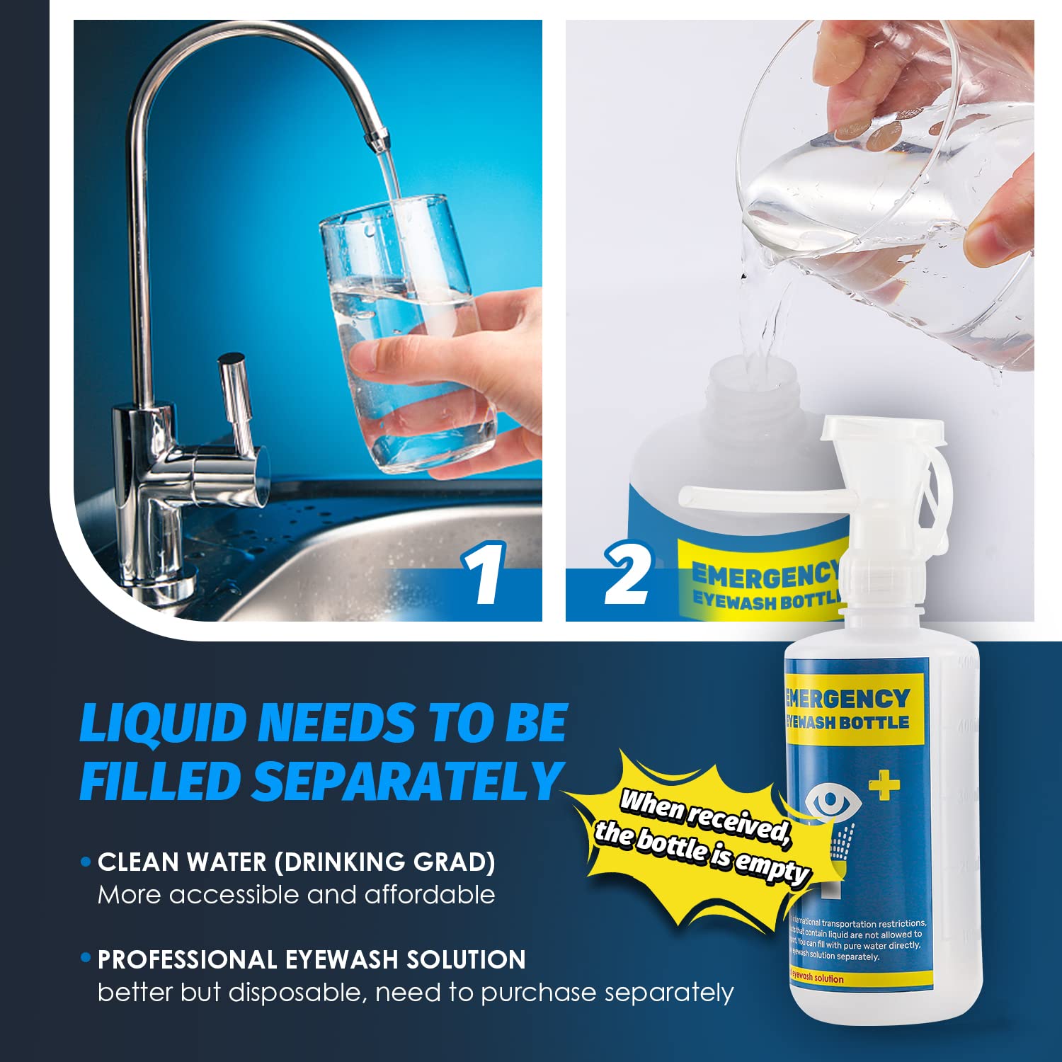 Portable Emergency Eyewash Station Kit with Wall Mount & 16.09oz Eyewash Bottles - Self-Contained First Aid Eye Wash Unit with Mirror - Ideal for Labs, Workshops, and Industrial Safety Use