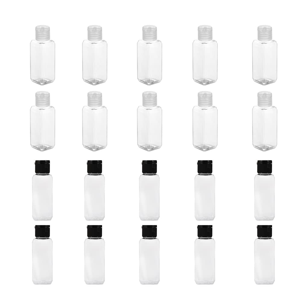 Healifty 20 Pack Clear Plastic Lotion Bottles - Refillable Travel Containers for Shampoo, Conditioner & Body Wash | Leak Proof, BPA Free, TSA Approved for Airplane Carry On