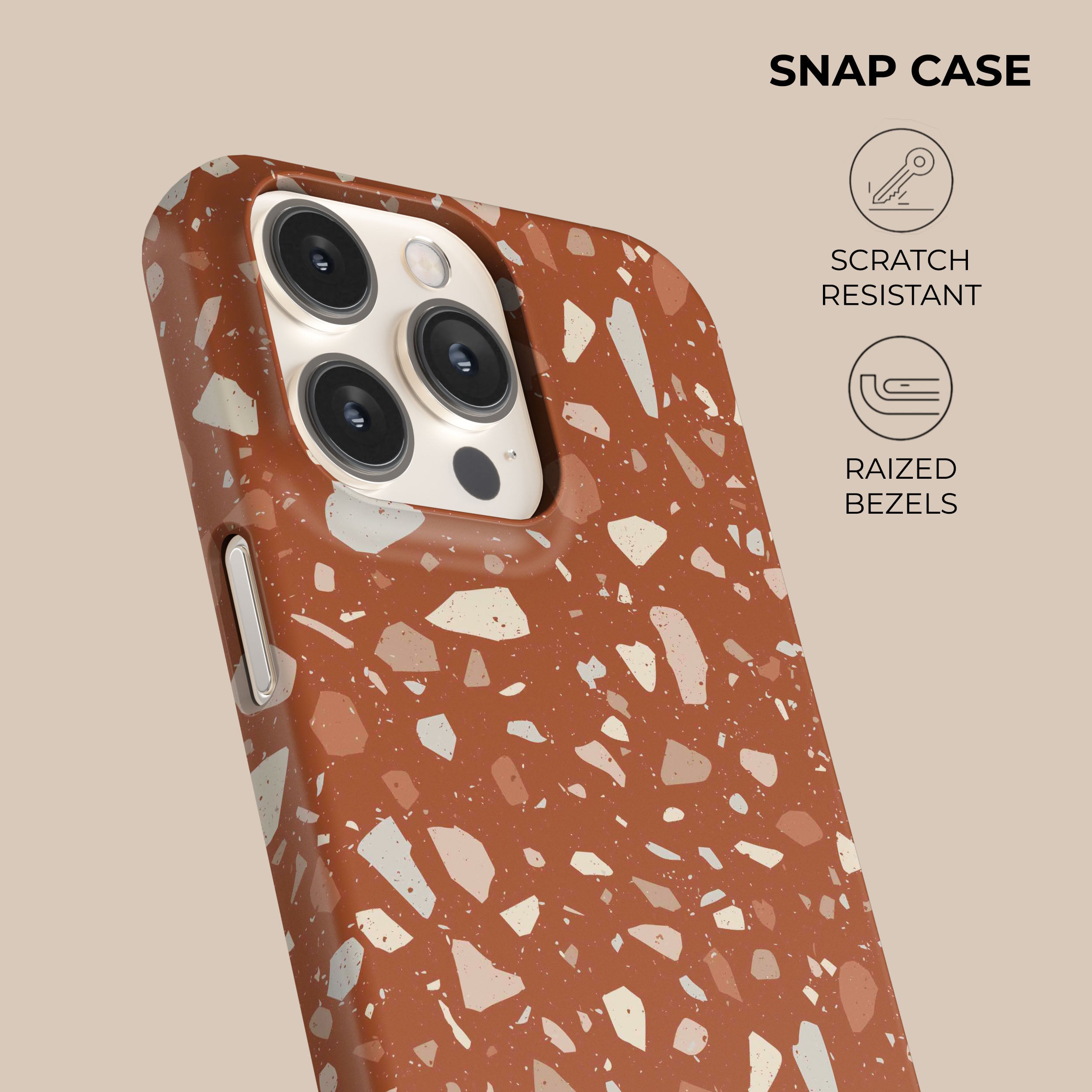 Stylish Orange Terrazzo Pattern Phone Case - Durable Protective Cover for iPhone & Samsung - Perfect for Everyday Use, Travel & Fashion Accessories