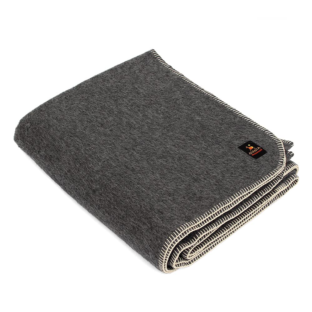 Premium Heavyweight Alpaca Wool Blanket - Ultra Soft 100% Peruvian Alpaca Fiber - Twin/Queen/King Size for Bed, Sofa & Camping - Dark Gray King Size - Perfect for Home, Office & Outdoor Adventures