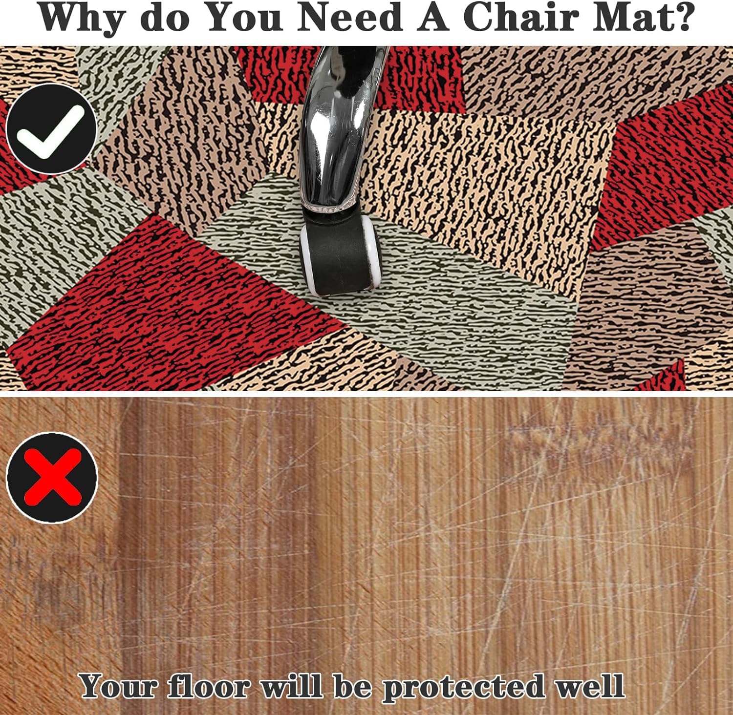 Non-Slip Round Drum Rug Office Chair Mat - 160cm Floor Protector for Hardwood & Carpet | Perfect for Home Office, Gaming & Workspace | Durable Chair Mat for Rolling Chairs & Desk Setup
