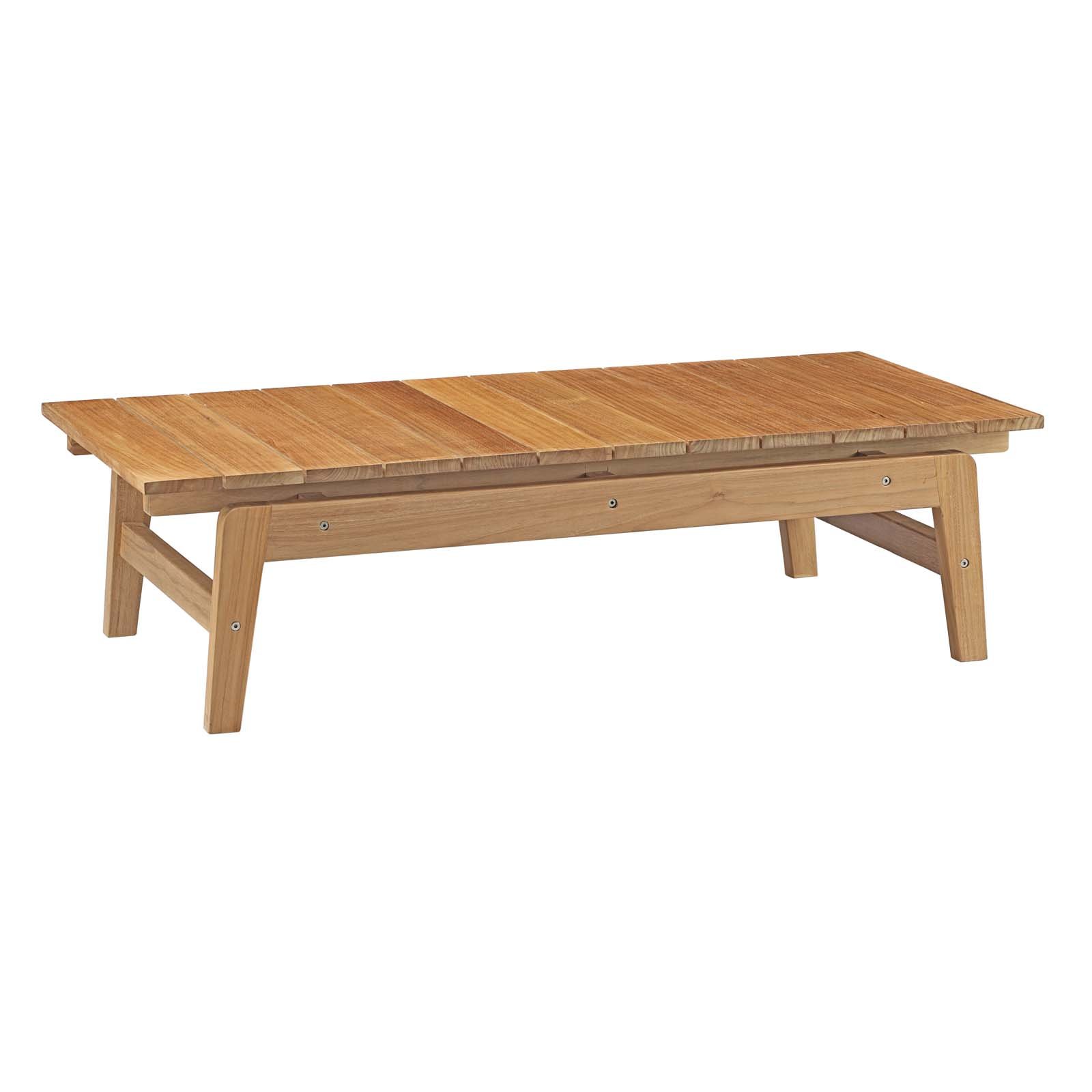 Modway Bayport Teak Wood Outdoor Patio Coffee Table - Natural Finish - Durable Weather-Resistant Teak Furniture for Patio, Garden, Poolside & Backyard Decor