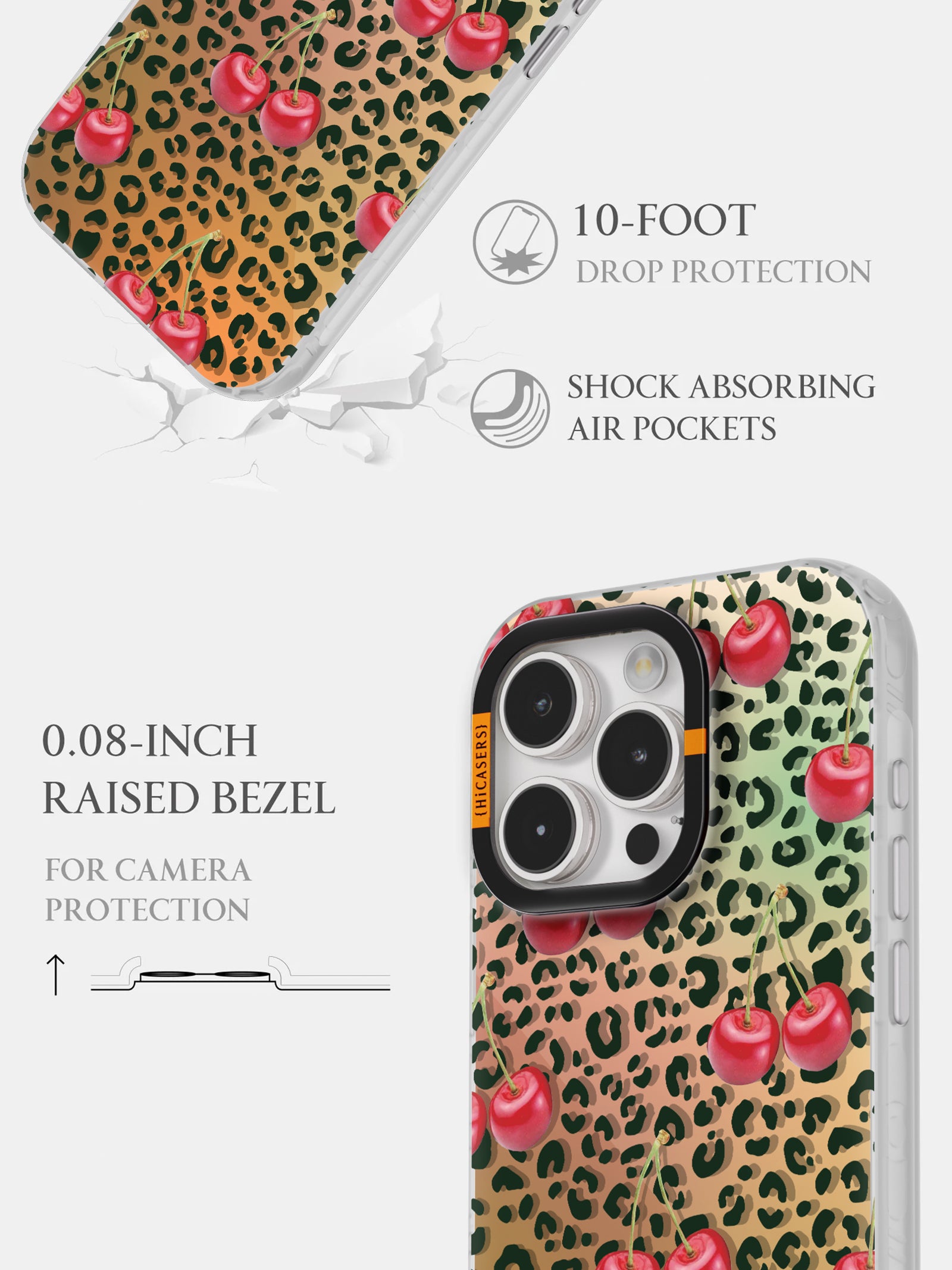 CatwalkCherries Leopard Print Iridescent Mirror Phone Case - Brown | Stylish Protective Cover for iPhone & Android | Perfect for Parties, Travel & Everyday Use